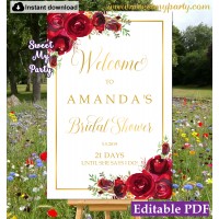 Red Roses Bridal Shower welcome sign template,Bridal Shower welcome ign,(16)